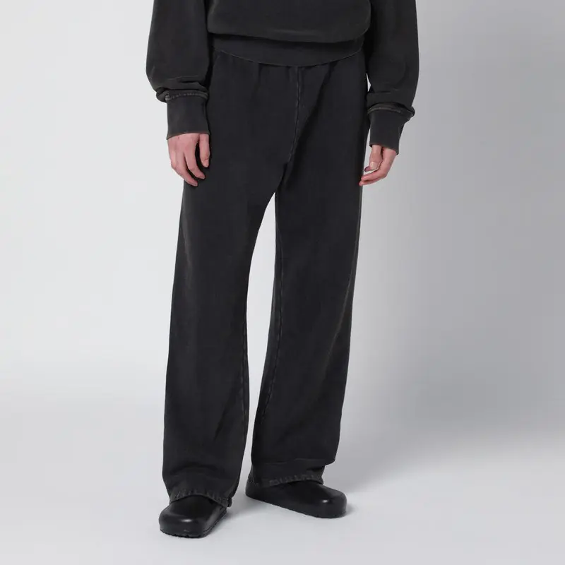 Washed Black Cotton Jogging Trousers - Entire Studios