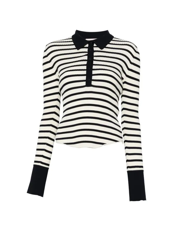 Aida Striped Cotton Polo Shirt - Semicouture