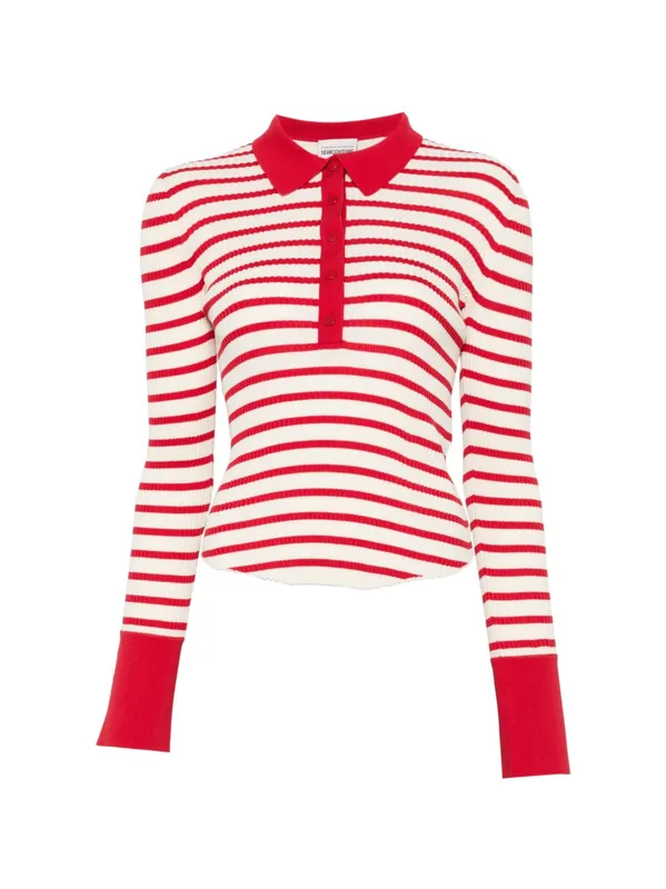 Aida Striped Cotton Polo Shirt - Semicouture