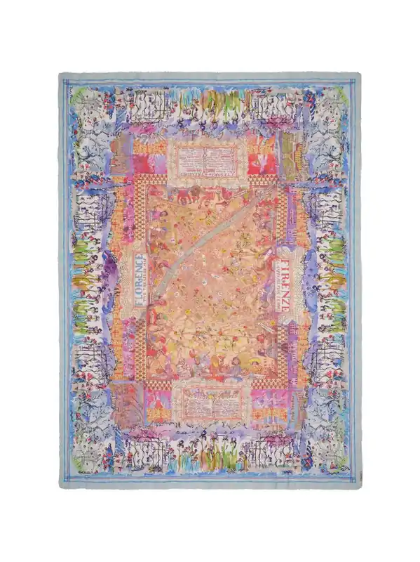 Florence Map Silk Blend Stole - Faliero Sarti