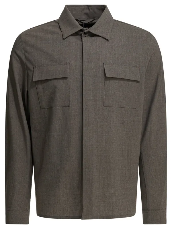 Wool Overshirt Jacket Jackets And Coats Grey - Herno