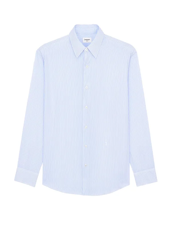Cassandre Cotton Shirt With Striped Pattern - Saint Laurent