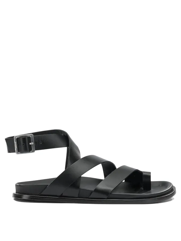 Low Leather Sandals Black - Alohas