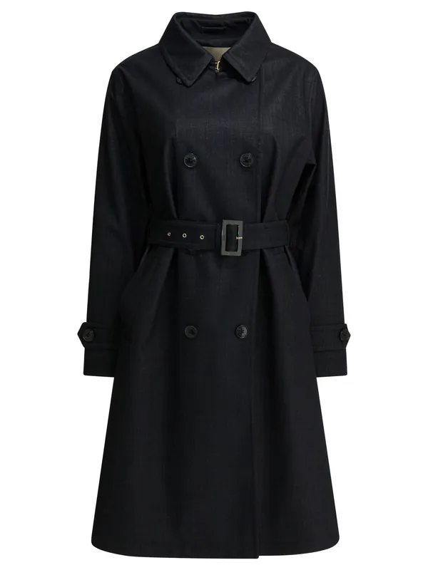 Trench Coat With Belt Jackets And Coats Blue - Herno