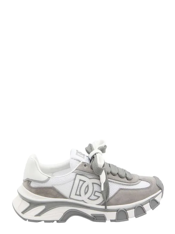 Nylon And Calfskin Sneakers With Dg Patch: - Dolce & Gabbana
