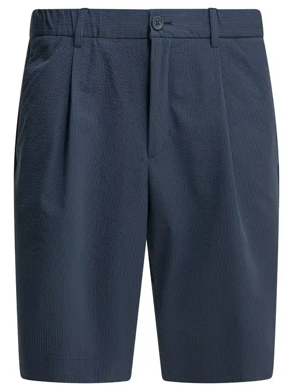 Technical Stretch Seersucker Shorts Blue - Herno
