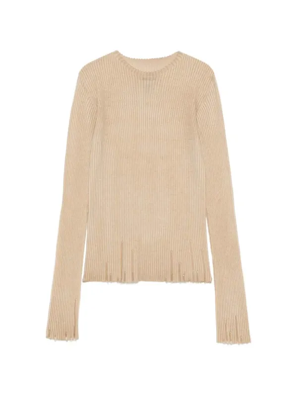 Frayed Ribbed Blouse - Uma Wang