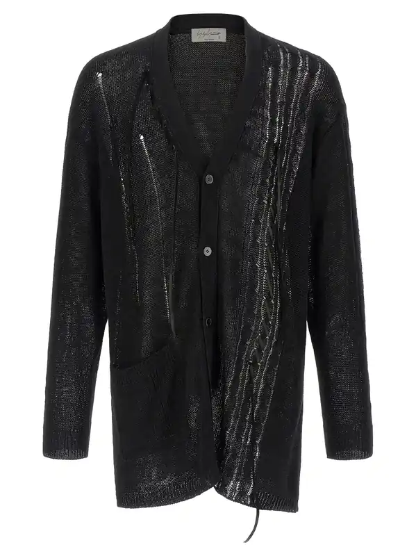 Lace Up Cardigan Sweaters And Cardigans Black - Yohji Yamamoto