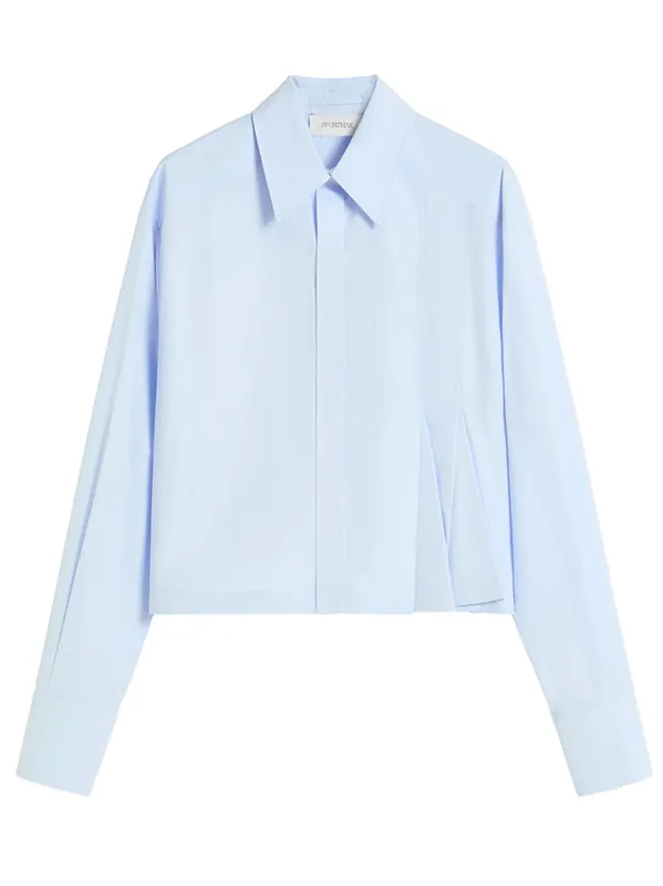 Cropped Poplin Shirt With Asymmetrical Pleats - Sportmax