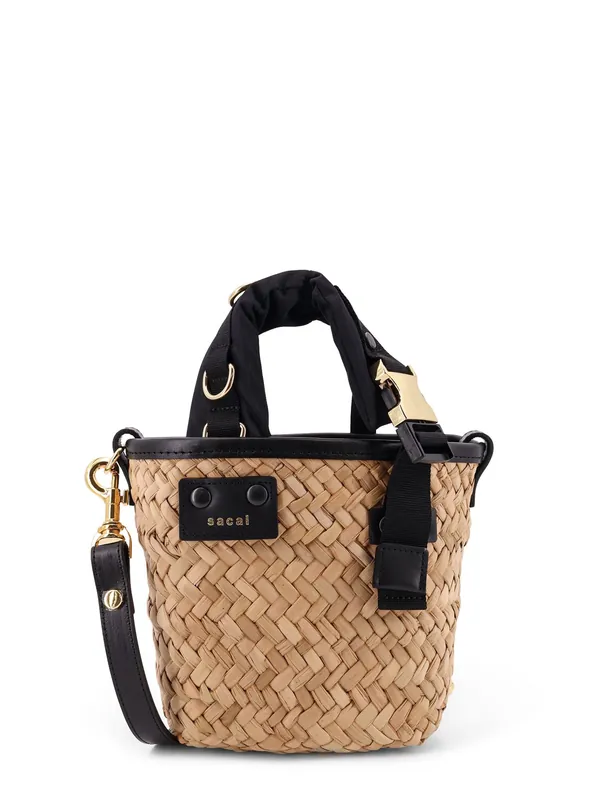 Raffia And Leather Crossbody Bag - Sacai