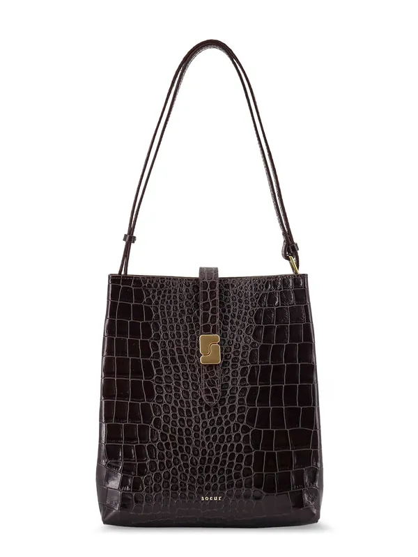 Bello Leather Shoulder Bag With Croco Effect - Soeur
