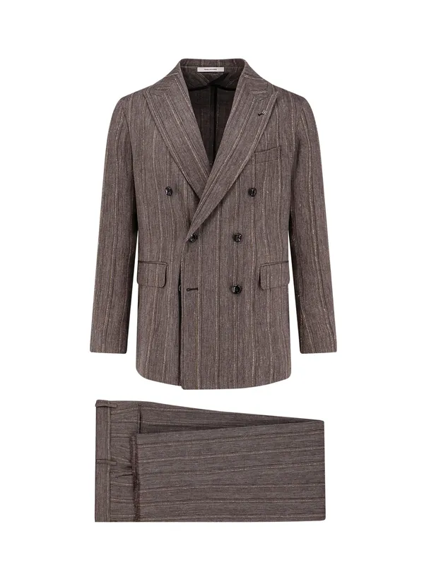 Double-Breasted Linen Blend Suit