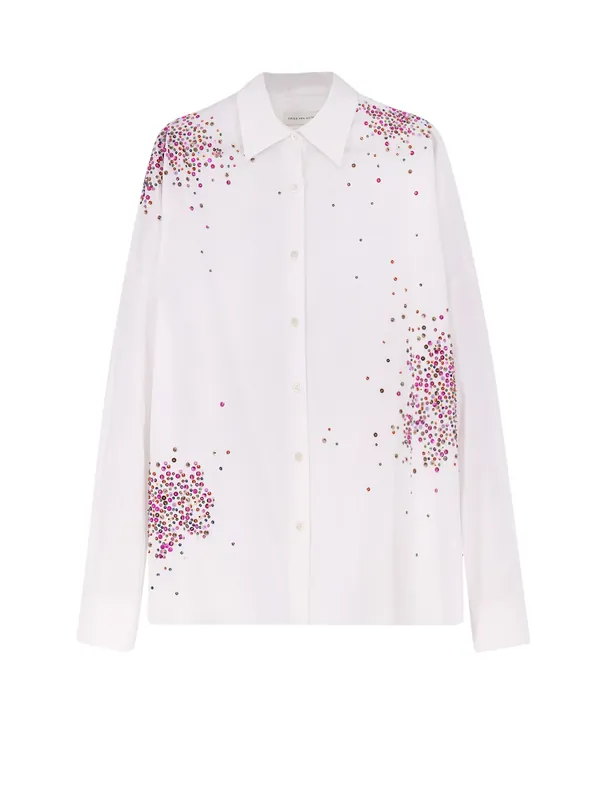 Casia Cotton Shirt With Multicolored Sequin Detail - Dries Van Noten