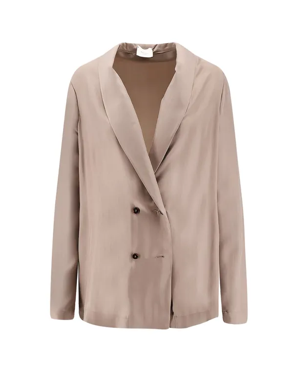 Double-Breasted Silk Blazer