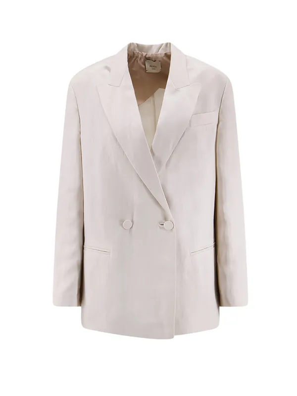 Double-Breasted Lyocell And Linen Blazer