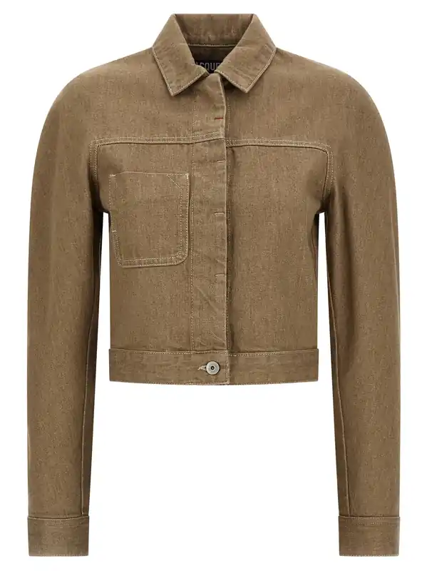 La Veste Ovalo Cargo Puffer Jackets Beige - Jacquemus