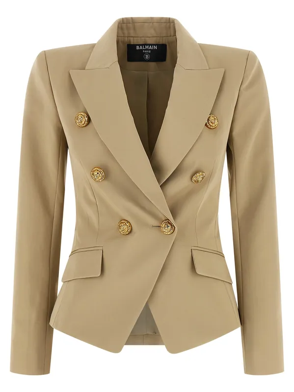 Double-Breasted Blazer Blazers Beige
