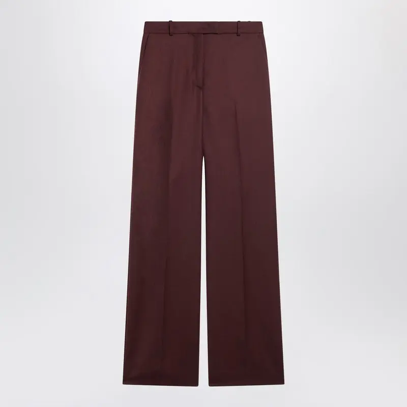 Lenora Burgundy Wool-Blend Trousers
