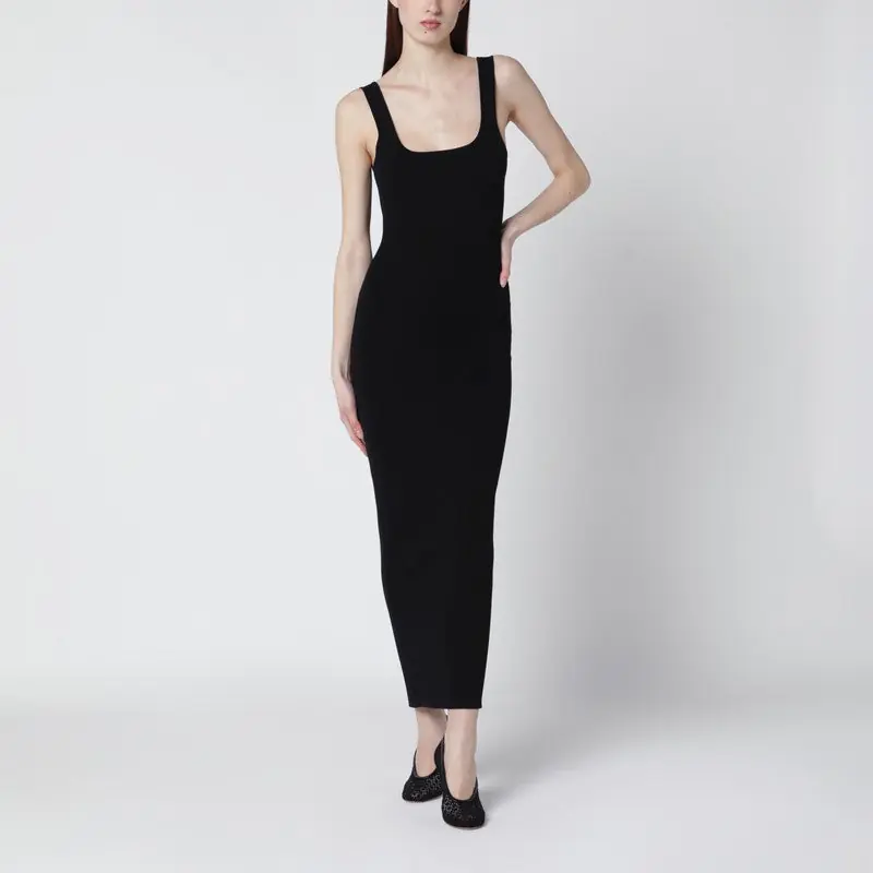 Black Fitted Dress In Viscose Jersey - Entire Studios