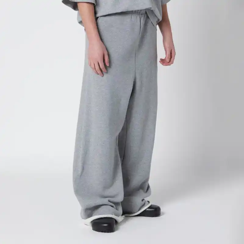 Black Wide-Leg Cotton Jogging Trousers