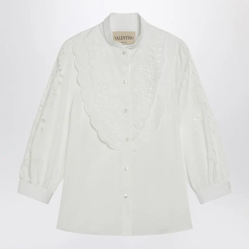 White Shirt With Sangallo Embroidery - Valentino Garavani