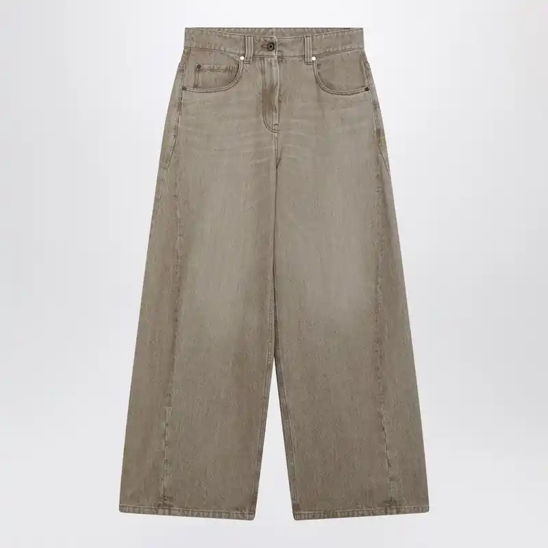 Wide-Leg Desert-Colored Jeans