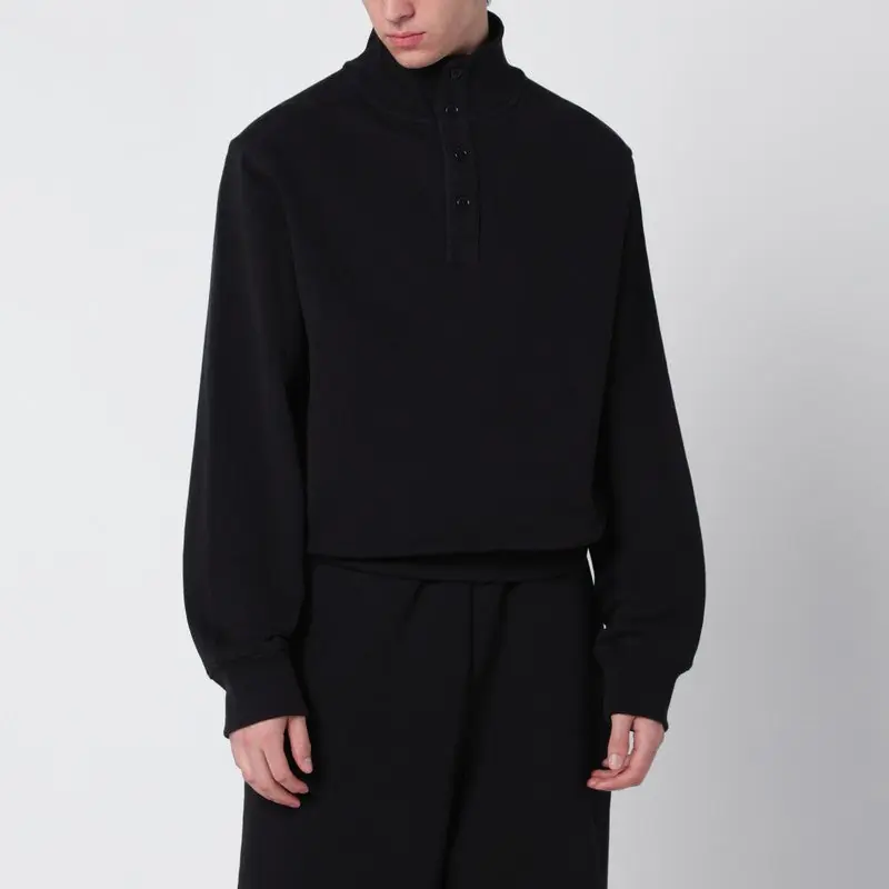 Black Cotton Buttoned Sweater - Entire Studios