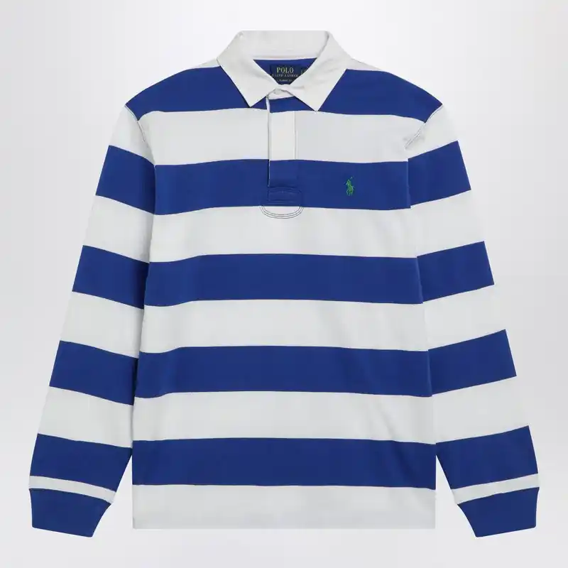 White/Blue Striped Classic Fit Polo Shirt - Polo Ralph Lauren