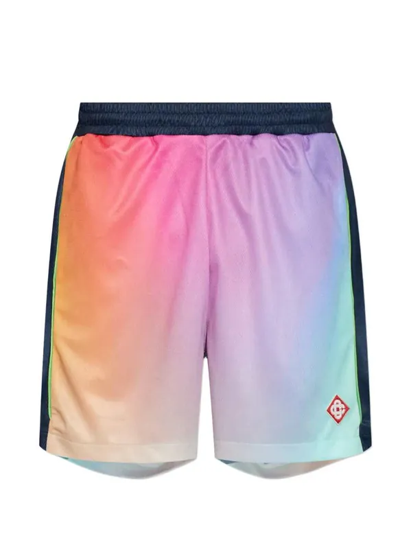 Shorts With Faded Effect And Logo - Casablanca