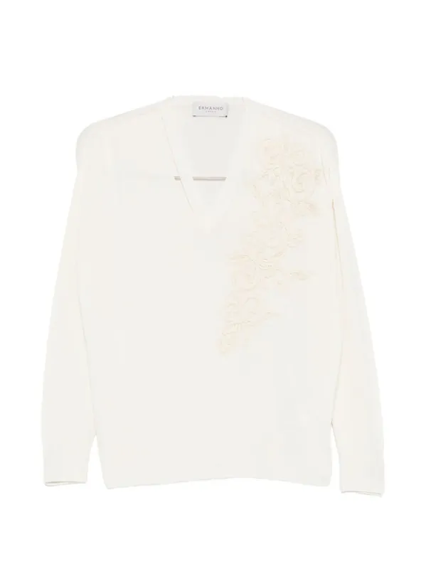 Embroidered Cotton Sweater - Ermanno Firenze