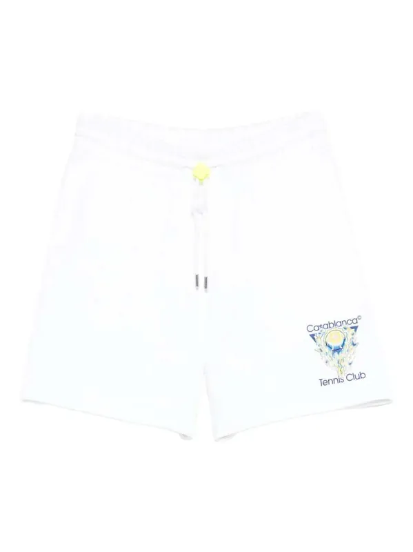 Men`S White Cotton Loopback Shorts - Casablanca