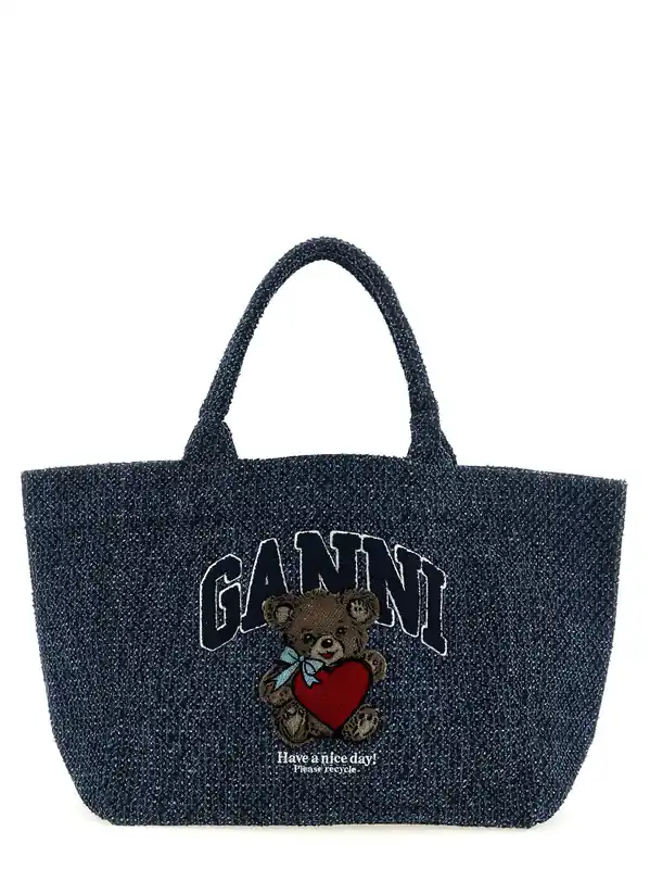 Bear Tote Bag Blue - Ganni