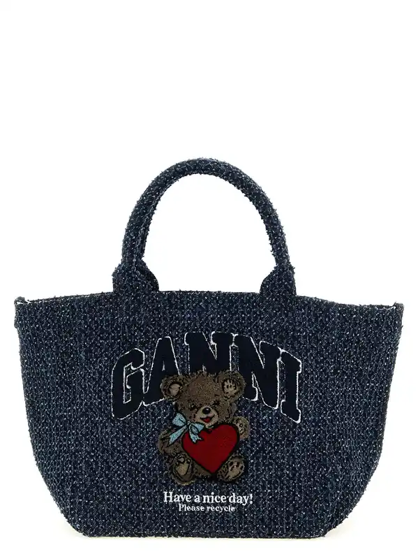 Bear Tote Bag Blue - Ganni