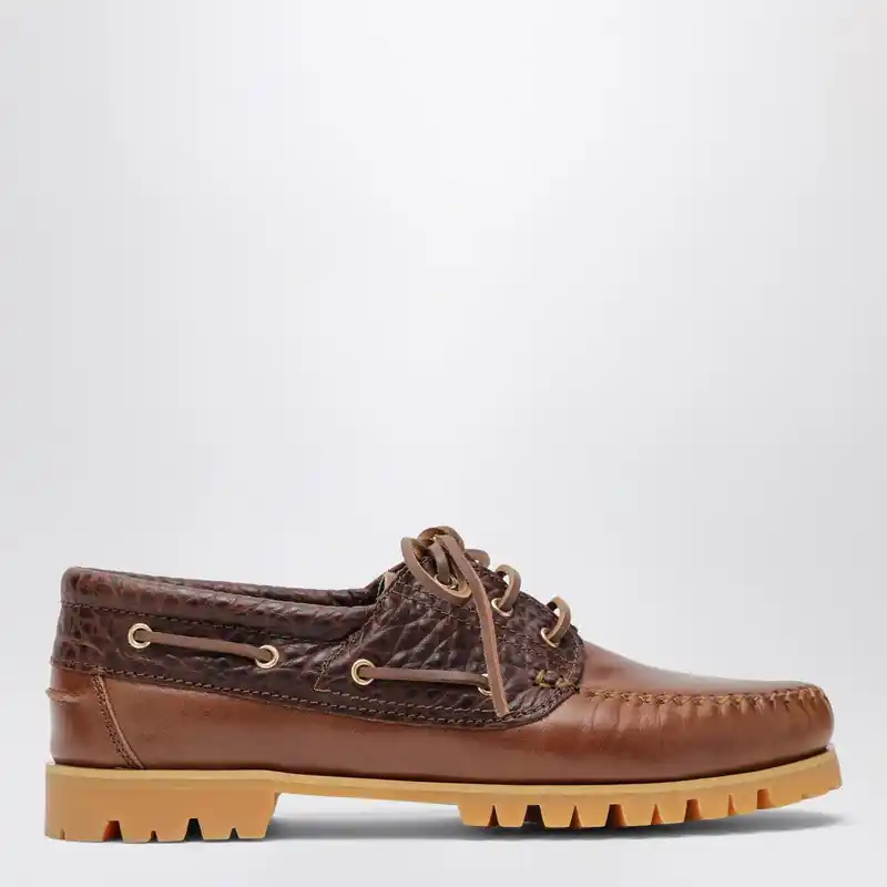 Brown Boat Shoe With Crocodile Insert - Vinny'S