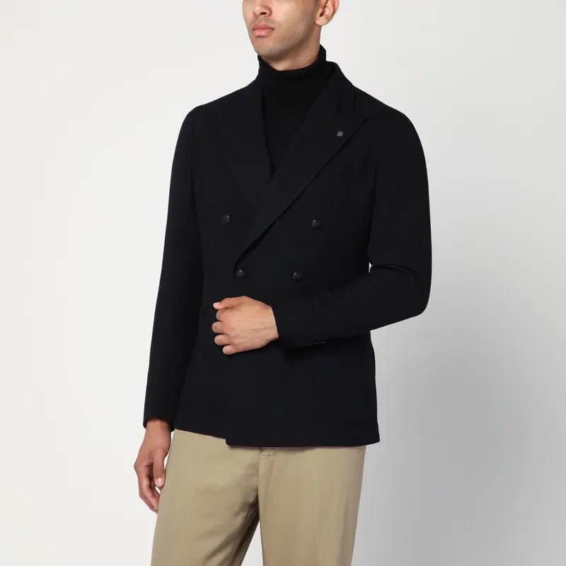 Blue Double-Breasted Wool Jacket