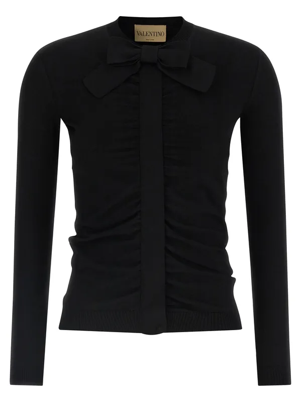 Valentino Garavani Bow Cardigan Sweaters And Cardigans Black