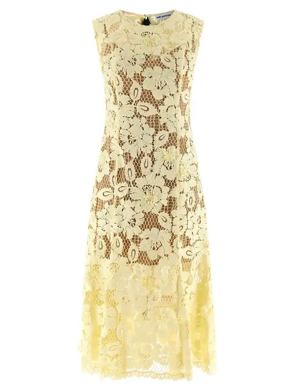 Yellow Crochet Lace Dresses Yellow - Self-Portrait