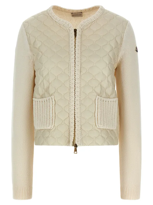 Padded Cardigan Sweaters And Cardigans Beige - Moncler