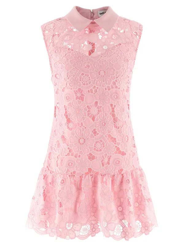 Pink Lace Collared Dresses Pink - Self-Portrait