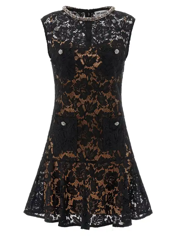 Black Lace Crystal Dresses Black - Self-Portrait