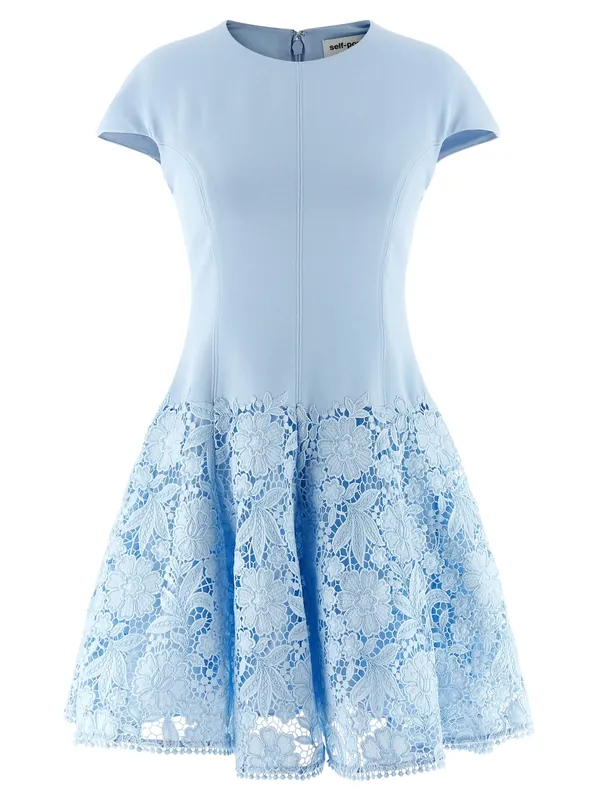 Blue Crepe Lace Dresses Light Blue - Self-Portrait