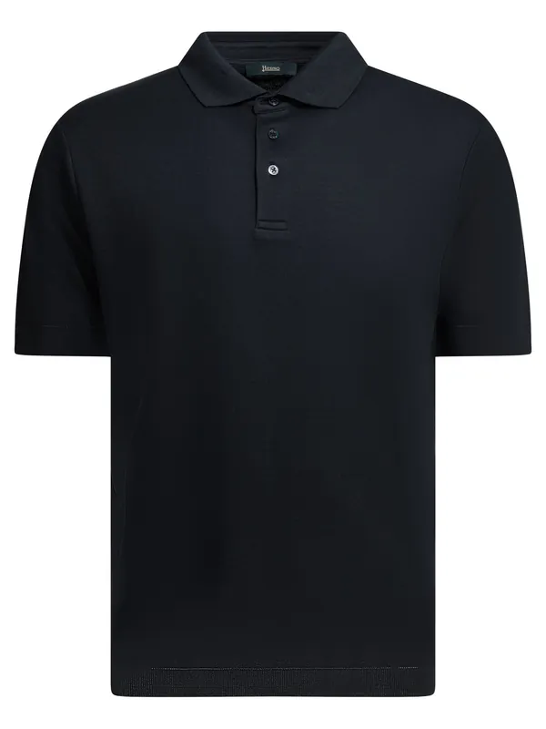 Polo Shirt With Buttons Polo Shirts Blue - Herno