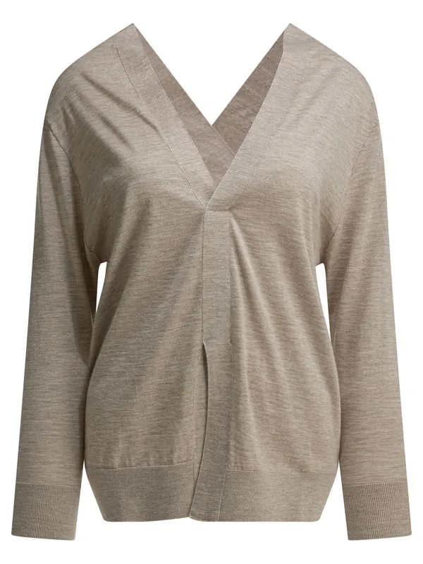 Cashmere V-Neck Sweater Knitwear Beige