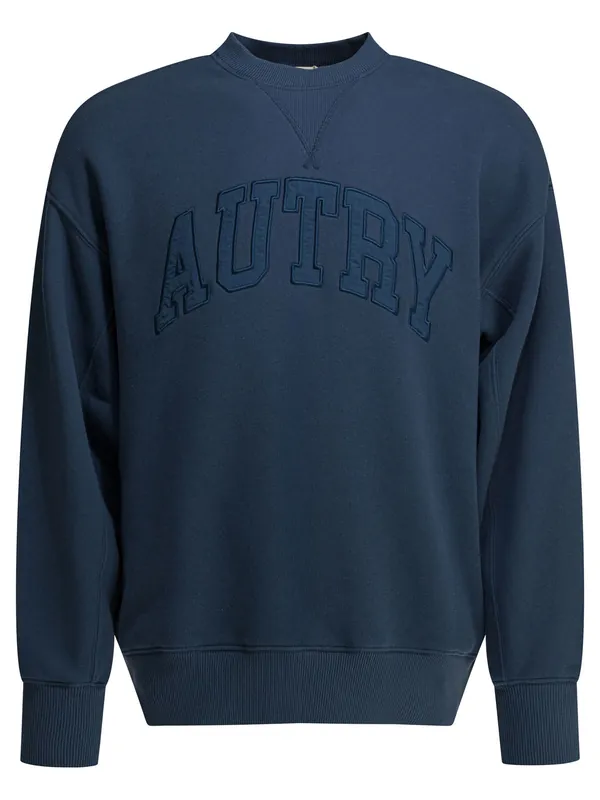 Crewneck Sweatshirt With Logo Sweatshirts Blue - Autry