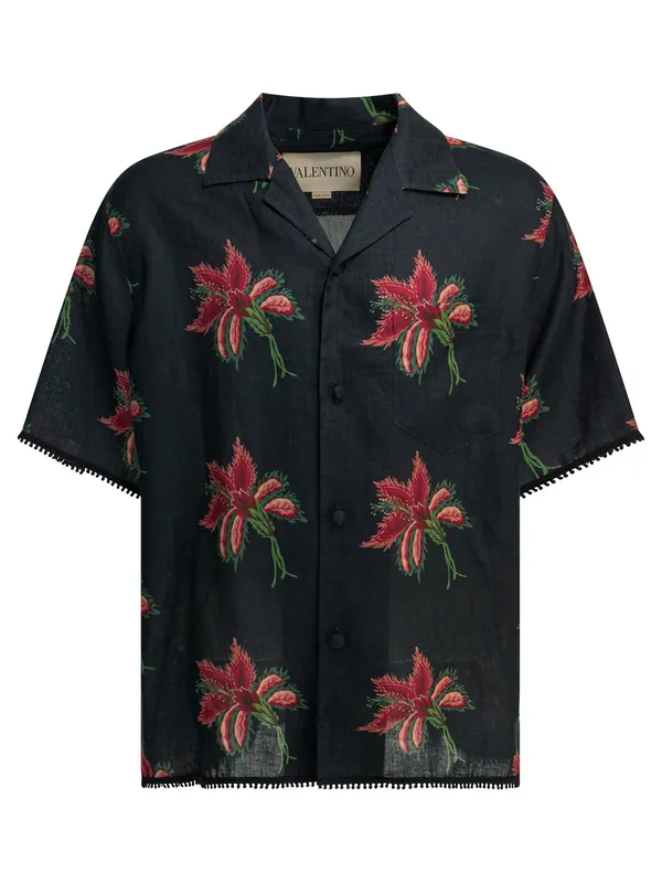Papier Floral Shirts Black - Valentino Garavani