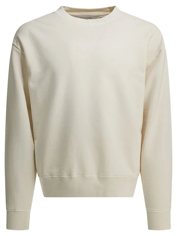 Crewneck Sweatshirt With Reverse Logo Sweatshirts White - Golden Goose