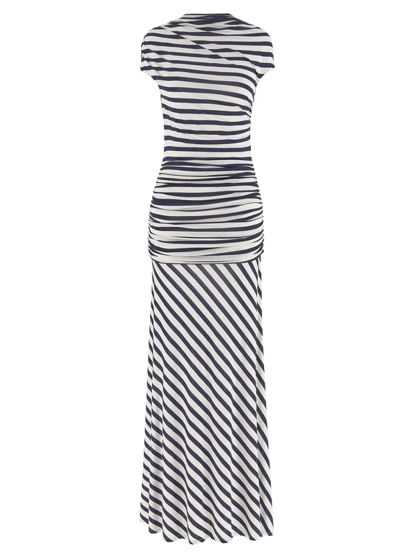 Navy Stripe Jersey Maxi Dresses Blue - Self-Portrait