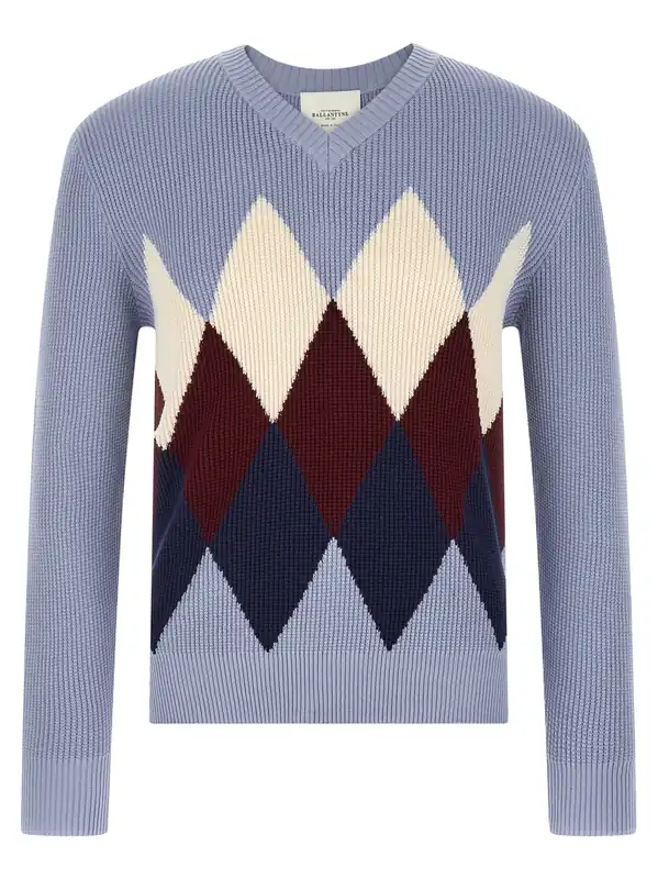 Argyle Pattern Sweater Sweaters And Cardigans Light Blue - Ballantyne