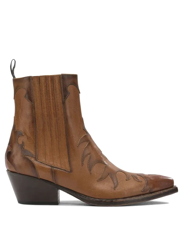 Leather Cowboy Boots Boots And Ankle Boots Brown - Sartore