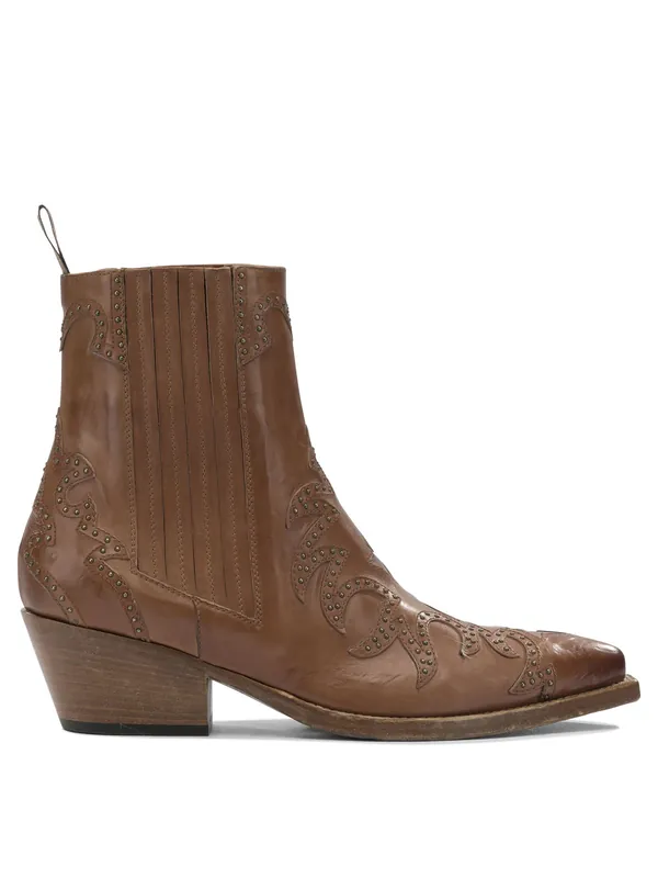 Leather Cowboy Boots Boots And Ankle Boots Brown - Sartore